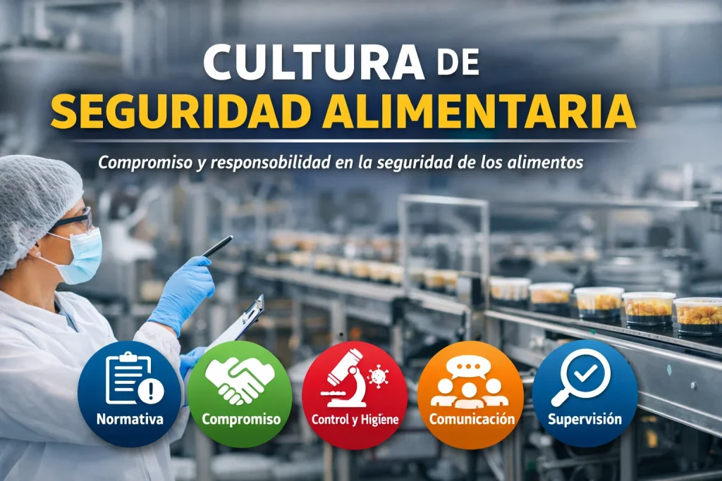 Cultura de seguridad alimentaria en industria alimentaria con supervisión y control higiénico