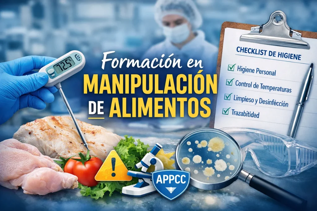 Formación en manipulación de alimentos con control de temperatura y prácticas de higiene alimentaria
