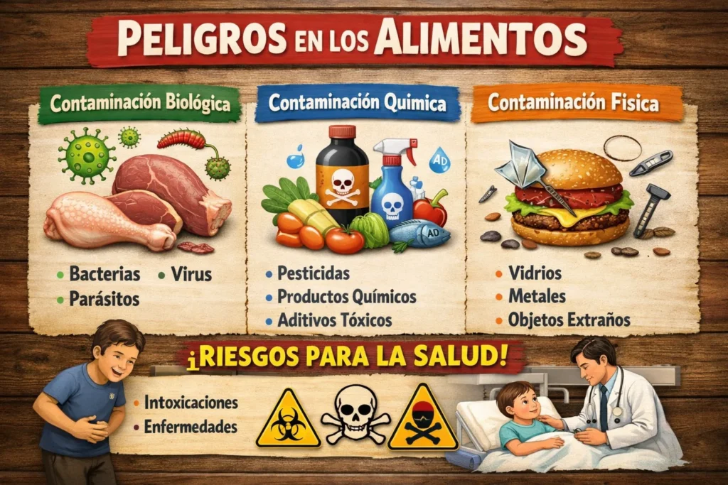 Peligros biológicos, químicos y físicos en los alimentos
